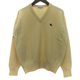 バーバリーズ セーター ニット 長袖 刺繍 ウール 黄 LY L位 ■GY14(ニット/セーター)