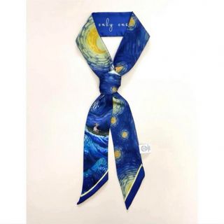 星月夜 ゴッホ絵柄バッグスカーフ  ミッツァ 花柄 油絵 絵画 リボン 上品(バンダナ/スカーフ)