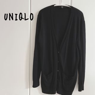 ユニクロ(UNIQLO)の再お値下げ 薄手ユニクロ カーディガン ウール100% ブラック(カーディガン)