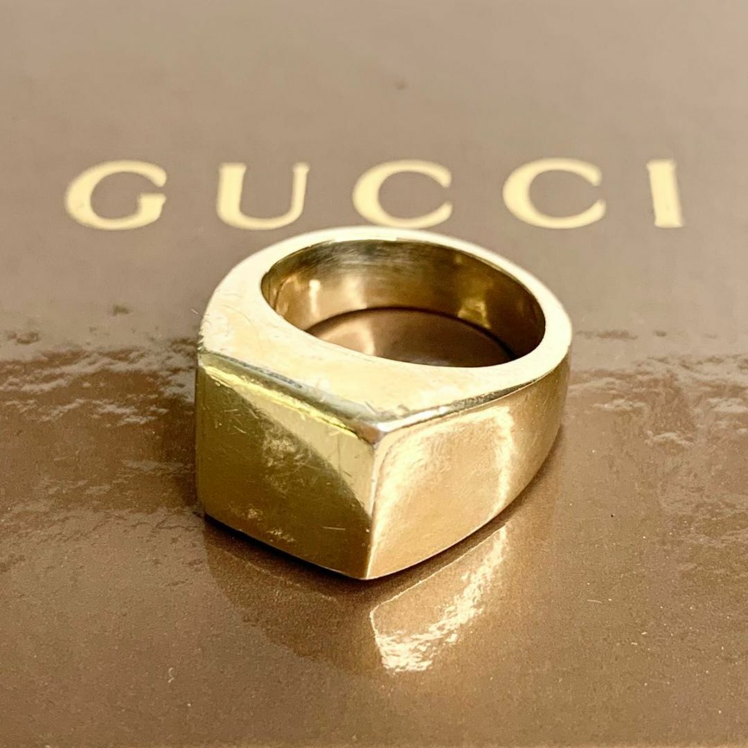 Gucci(グッチ)の希少 GUCCI グッチ 指輪 シグネットリング　スクエアリング　ヴィンテージ レディースのアクセサリー(リング(指輪))の商品写真