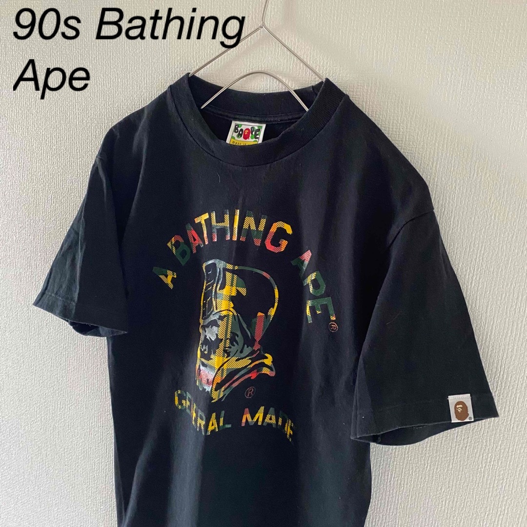 A BATHING APE(アベイシングエイプ)の90'sBathingApeベイシングエイプ初期tシャツ半袖ブラック黒smゴリラ メンズのトップス(Tシャツ/カットソー(半袖/袖なし))の商品写真