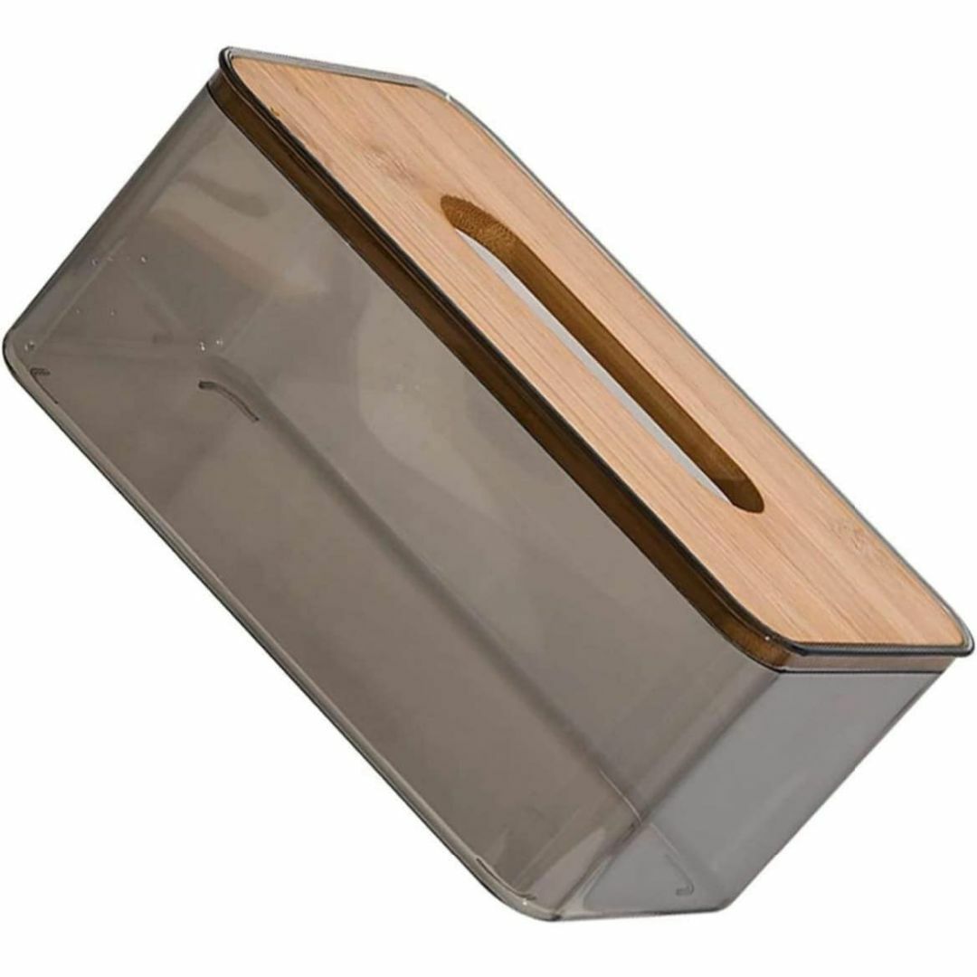 ティッシュケース ティッシュボックス クリア 透明 プラスチック 黒 ブラック  インテリア/住まい/日用品のインテリア小物(ティッシュボックス)の商品写真
