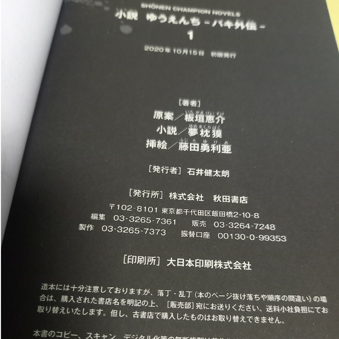 秋田書店(アキタショテン)の小説ゆうえんち－バキ外伝－2+1巻(2冊セット)/初版・帯付有 エンタメ/ホビーの本(文学/小説)の商品写真