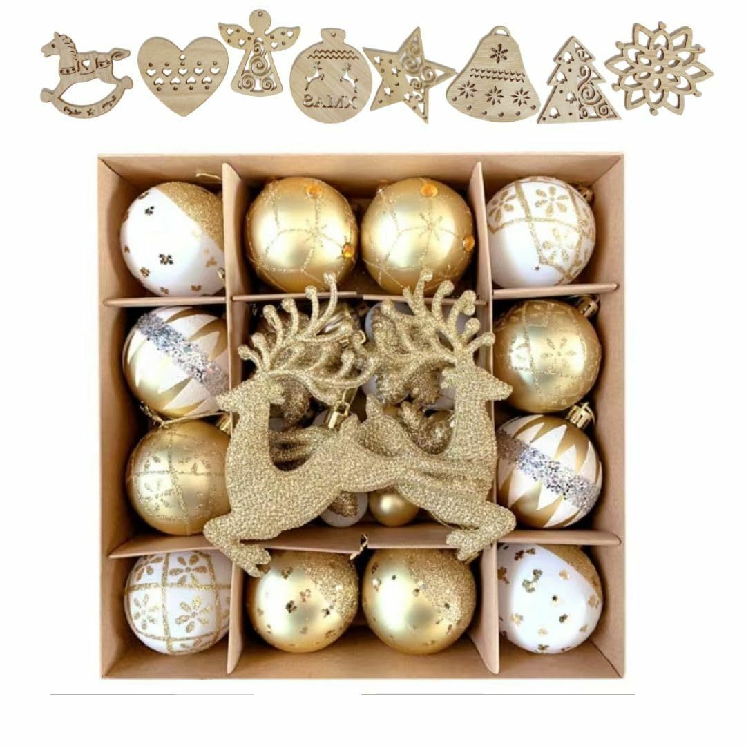 wemitas クリスマスツリー オーナメント 飾り ボール 6㎝ 3㎝ 白 ゴ その他のその他(その他)の商品写真