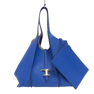 トッズ(TOD'S)の　トッズ TOD’S Tタイムレス ショッピングバッグ ミディアム ブルー ゴールド金具 レザー レディース ショルダーバッグ(ショルダーバッグ)