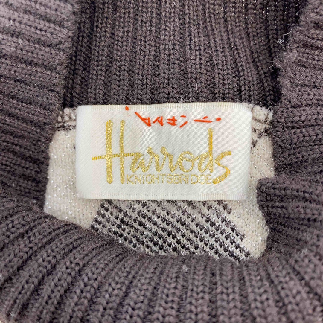 Harrods(ハロッズ)のHarrods ハロッズ ニット地 タイトワンピース アーガイル柄 ブラウン レディース  ひざ丈 レディースのワンピース(ひざ丈ワンピース)の商品写真