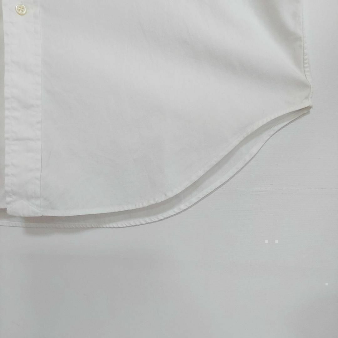 Ralph Lauren(ラルフローレン)のラルフローレン BD無地 白シャツ L ホワイト 茶色 青 白 ポニー刺繍 古着 メンズのトップス(シャツ)の商品写真