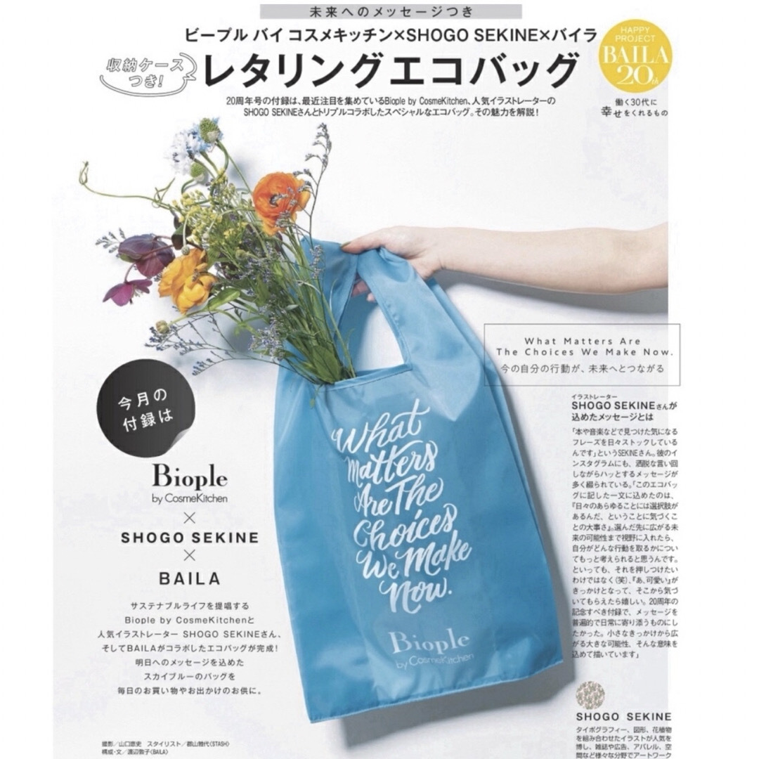 Cosme Kitchen(コスメキッチン)の4/末〆◎エコバッグ収納ケース付スカイブルーバイラ雑誌付録6月号キャンプ山登 インテリア/住まい/日用品のキッチン/食器(収納/キッチン雑貨)の商品写真