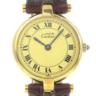 カルティエ(Cartier)の【CARTIER】カルティエ マストヴァンドーム ヴェルメイユ シルバー925×クロコダイル ゴールド クオーツ アナログ表示 レディース クリーム文字盤 腕時計(腕時計)