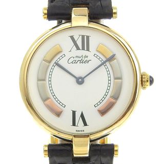 カルティエ(Cartier)の【CARTIER】カルティエ マストヴァンドーム ヴェルメイ トリニティ 590003 シルバー925×クロコダイル 黒 クオーツ アナログ表示 ボーイズ 白文字盤 腕時計(腕時計)