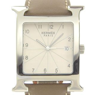 エルメス(Hermes)の【HERMES】エルメス Ｈウォッチ HH1.810 ステンレススチール×レザー シルバー/ベージュ □Q クオーツ アナログ表示 メンズ ベージュ文字盤 腕時計(腕時計(アナログ))