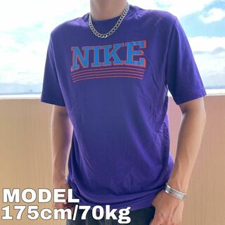 ナイキ(NIKE)のNIKE ナイキ ビッグロゴプリントTシャツ L パープル 紫 オレンジ 青(Tシャツ/カットソー(半袖/袖なし))