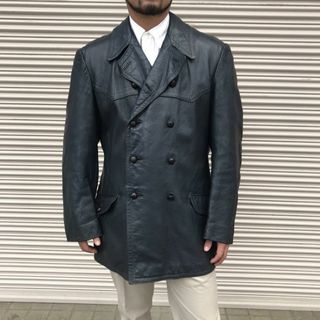 ヴィンテージ(VINTAGE)の良品 50s Germany Vintage ドイツ軍 グリーン ポリスマン モ(レザージャケット)