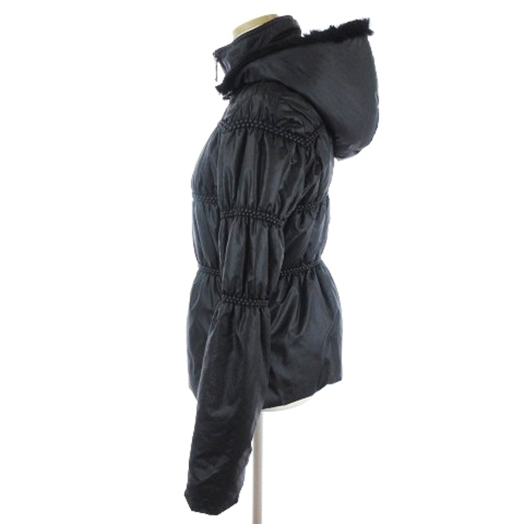 Emporio Armani(エンポリオアルマーニ)のエンポリオアルマーニ 中綿ジャケット ラビットファー 無地 黒 40 L相当 レディースのジャケット/アウター(ブルゾン)の商品写真