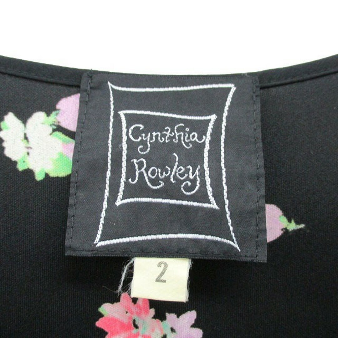 Cynthia Rowley(シンシアローリー)のシンシアローリー ワンピース 半袖 ギャザー 花柄 ブラック 黒 /KT20 レディースのワンピース(ミニワンピース)の商品写真