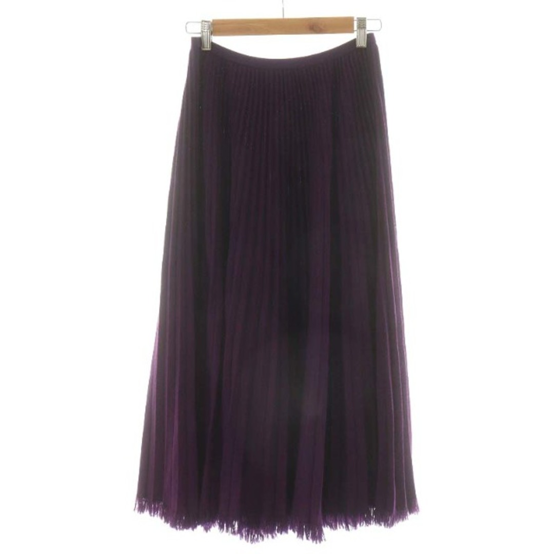 Drawer(ドゥロワー)のドゥロワー 18Gウールフリンジプリーツスカート ミモレ ロング 紫 レディースのスカート(ロングスカート)の商品写真