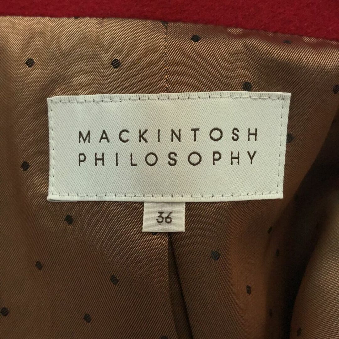 MACKINTOSH PHILOSOPHY(マッキントッシュフィロソフィー)のマッキントッシュフィロソフィー カシミヤ 長袖 襟ファー付き ステンカラーコート 36 レッド MACKINTOSH PHILOSOPHY レディース 古着 【240217】 レディースのジャケット/アウター(その他)の商品写真