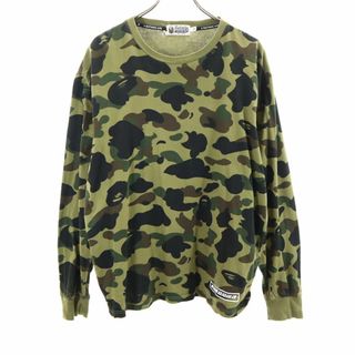 アベイシングエイプ(A BATHING APE)のアベイシングエイプ 迷彩 長袖 バックプリント Tシャツ XL カーキ系 A BATHING APE メンズ 古着 【240217】(Tシャツ/カットソー(七分/長袖))