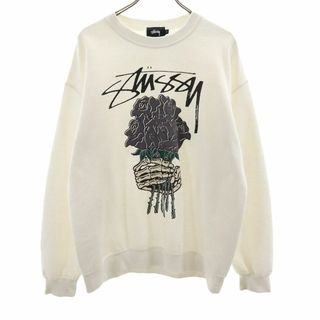 ステューシー(STUSSY)のステューシー 長袖 トレーナー S ホワイト系 STUSSY スウェット メンズ 古着 【240217】(スウェット)