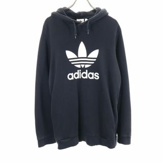 アディダス(adidas)のアディダス トレフォイルロゴ 長袖 スウェットパーカー L ブラック系 adidas メンズ 古着 【240217】(パーカー)