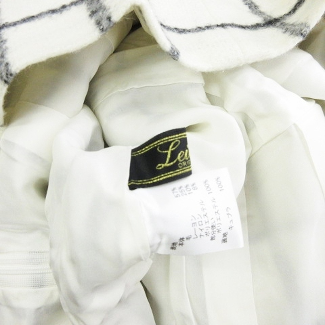 leilian(レリアン)のレリアン ワンピース 長袖 ひざ丈 チェック ラメ糸使用 ウール 白 11 L位 レディースのワンピース(ひざ丈ワンピース)の商品写真