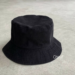 コーデュロイ バケットハット 黒 帽子 レディース ファッション 小物 韓国(ハット)