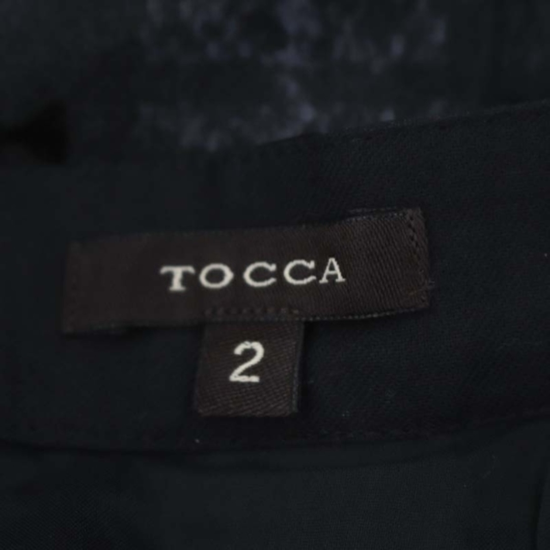 TOCCA(トッカ)のトッカ TOCCA リボン柄 スカート 膝丈 フレア 2 黒 グレー ブラック レディースのスカート(ひざ丈スカート)の商品写真