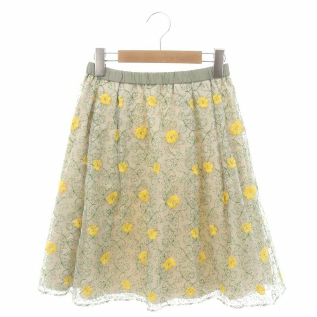 TOCCA(トッカ)のトッカ 花柄 刺繍 チュール スカート ミニ フレア 2 カーキ ベージュ 黄色 レディースのスカート(ミニスカート)の商品写真