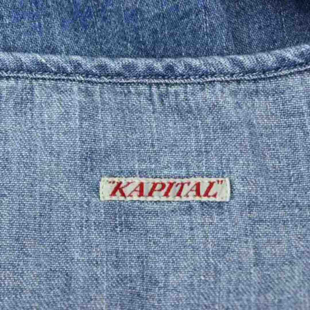 KAPITAL(キャピタル)のキャピタル デニムワンピース ミモレ ロング 七分袖 ウォッシュ加工 1 S 青 レディースのワンピース(ロングワンピース/マキシワンピース)の商品写真