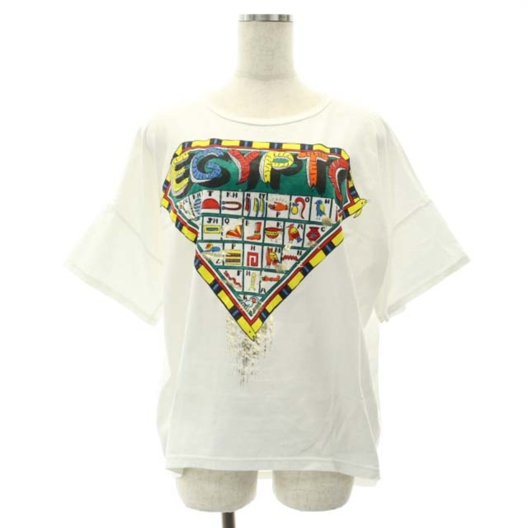 TSUMORI CHISATO(ツモリチサト)のツモリチサト EGYPTC Tシャツ カットソー 半袖 プリント 2 M 白 レディースのトップス(Tシャツ(半袖/袖なし))の商品写真