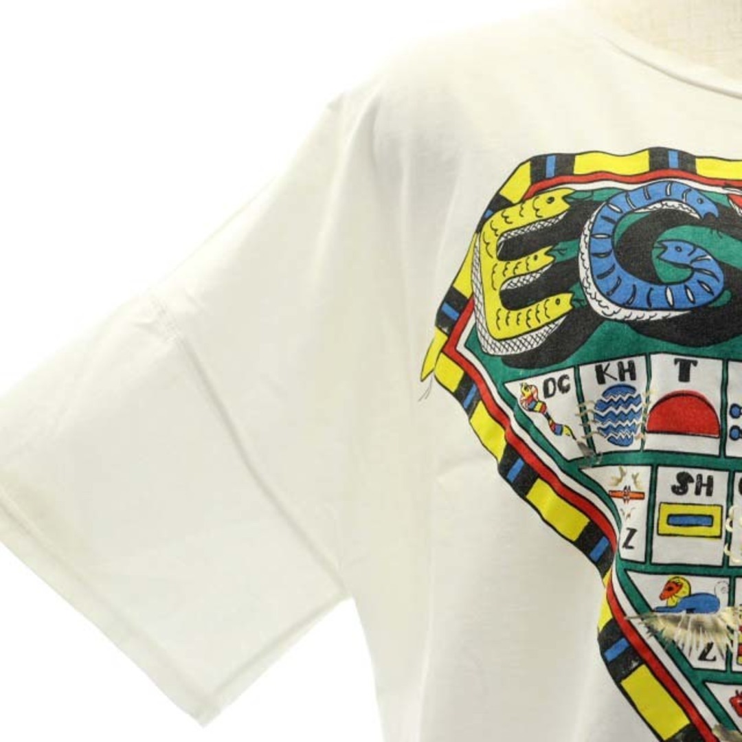 TSUMORI CHISATO(ツモリチサト)のツモリチサト EGYPTC Tシャツ カットソー 半袖 プリント 2 M 白 レディースのトップス(Tシャツ(半袖/袖なし))の商品写真