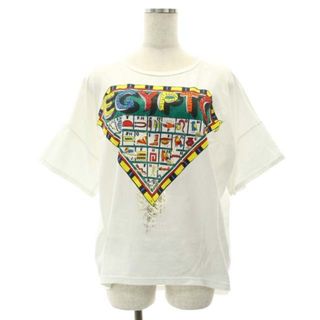 ツモリチサト(TSUMORI CHISATO)のツモリチサト EGYPTC Tシャツ カットソー 半袖 プリント 2 M 白(Tシャツ(半袖/袖なし))