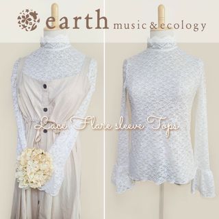 アースミュージックアンドエコロジー(earth music & ecology)の* earth music & ecology * レース×袖口フレア トップス(カットソー(長袖/七分))
