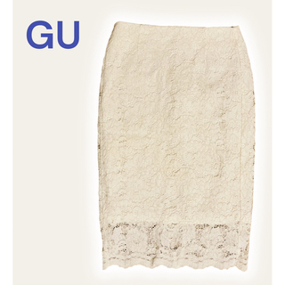 ジーユー(GU)の【GU】レースタイトスカート　オフホワイト　Sサイズ(ひざ丈スカート)