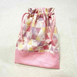 ハンドメイド 巾着 小物入れ 給食袋 女の子 リボン ピンク(外出用品)