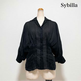 シビラ(Sybilla)のSybilla シビラ リネンシルクドルマンシャツ 黒 麻絹 上品上質(シャツ/ブラウス(長袖/七分))