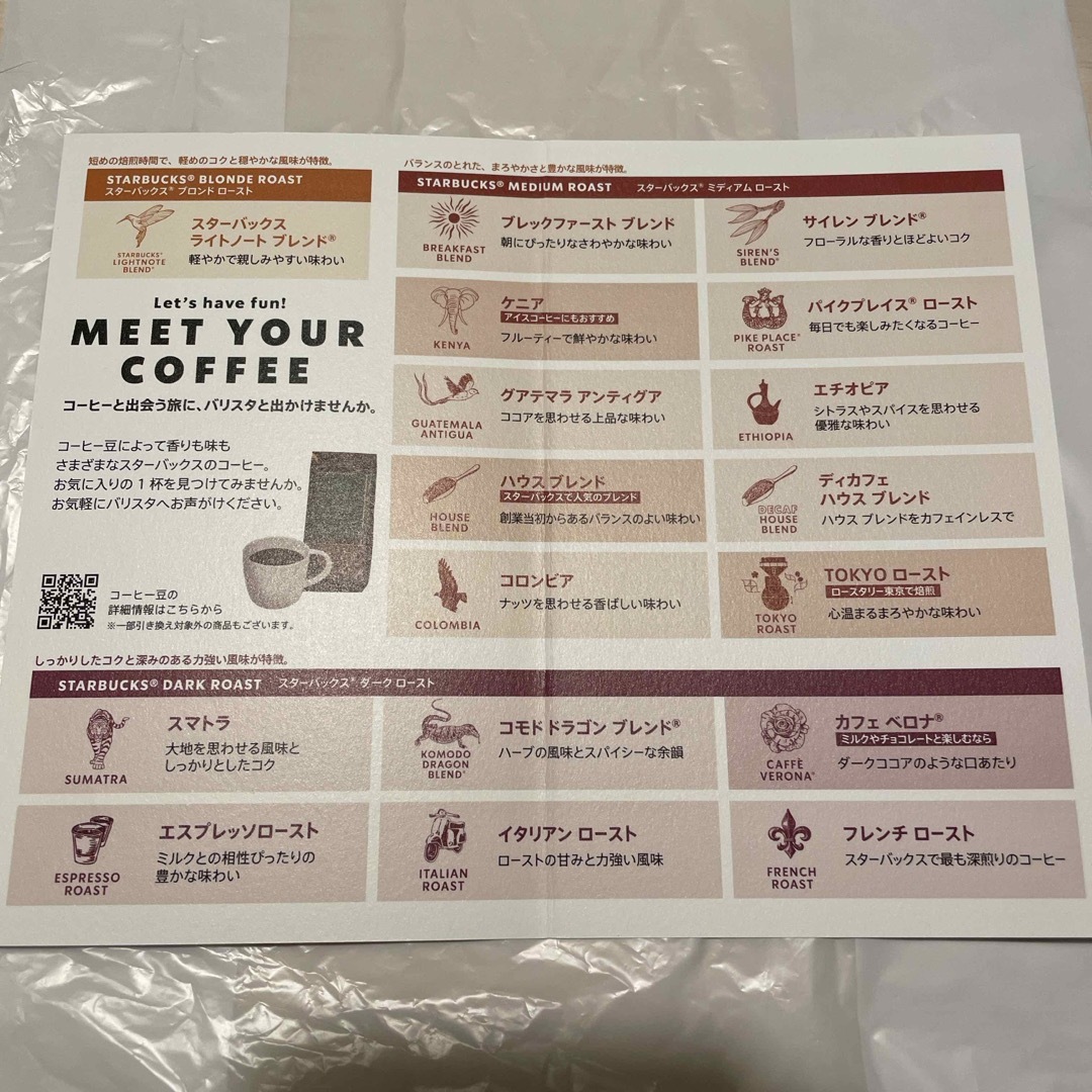 Starbucks(スターバックス)のスターバックス　コーヒー豆引き換えカード 食品/飲料/酒の飲料(コーヒー)の商品写真