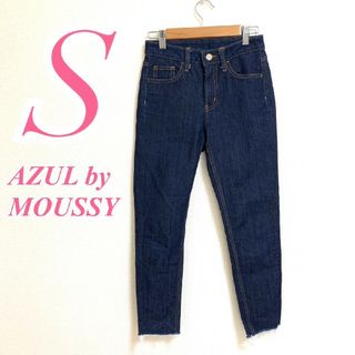 アズールバイマウジー(AZUL by moussy)のアズールバイマウジー　スキニーパンツ　S　ネイビー　デニムパンツ　フリンジ(スキニーパンツ)