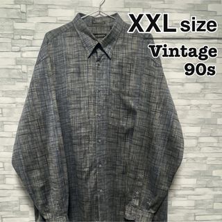 アートヴィンテージ(ART VINTAGE)の90s　Vintage　長袖シャツ　XXL　グレー　総柄　モード　USA古着(シャツ)