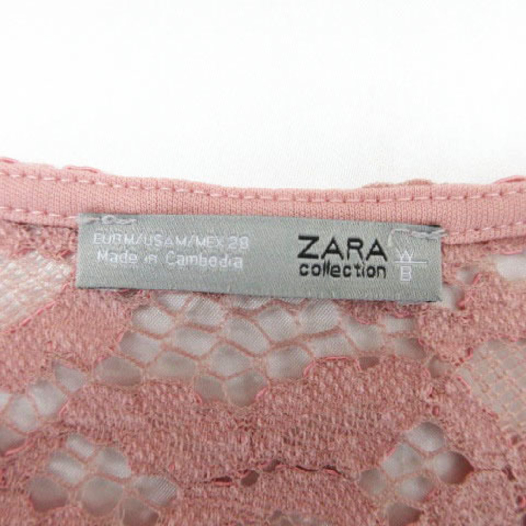 ZARA(ザラ)のザラ ZARA レース カットソー ブラウス 長袖 ピンク M ■GY31 レディースのトップス(カットソー(長袖/七分))の商品写真