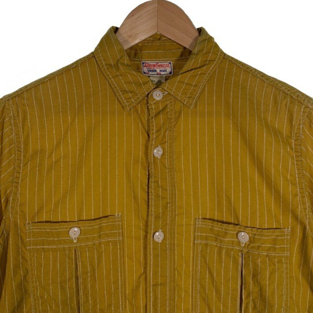 FREEWHEELERS(フリーホイーラーズ)のFREEWHEELERS フリーホイーラーズ ウォバッシュストライプ 半袖ワークシャツ マスタード Size 15 メンズのトップス(Tシャツ/カットソー(半袖/袖なし))の商品写真