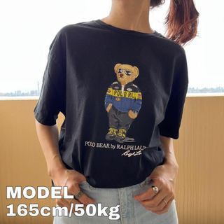 ポロラルフローレン(POLO RALPH LAUREN)のポロラルフローレン ポロベア プリントTシャツ 熊 L ブラック 黒 ブルー(Tシャツ/カットソー(半袖/袖なし))