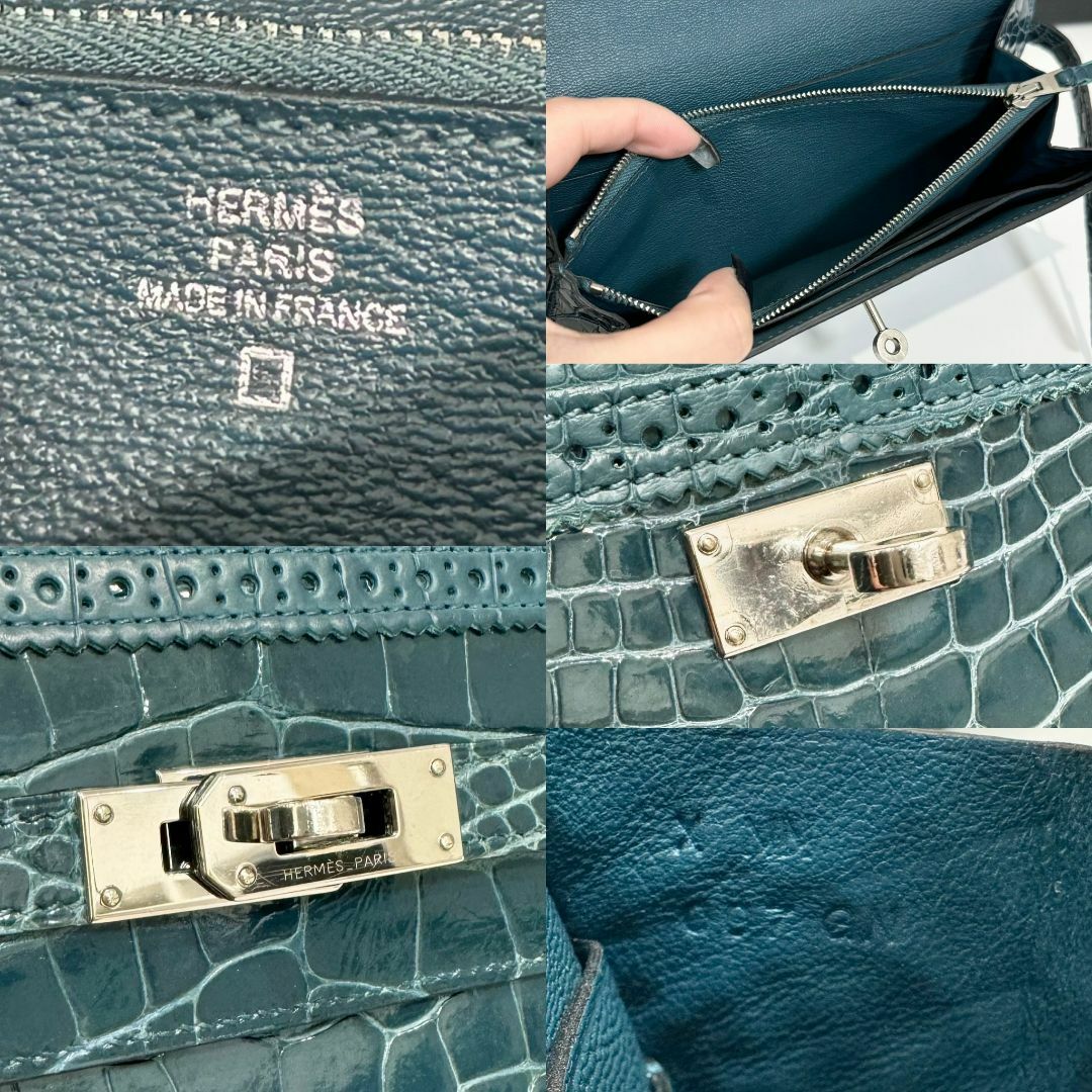 Hermes(エルメス)のエルメス ケリーウォレット ギリーズ アリゲーター ブルー X刻印 レディースのファッション小物(財布)の商品写真