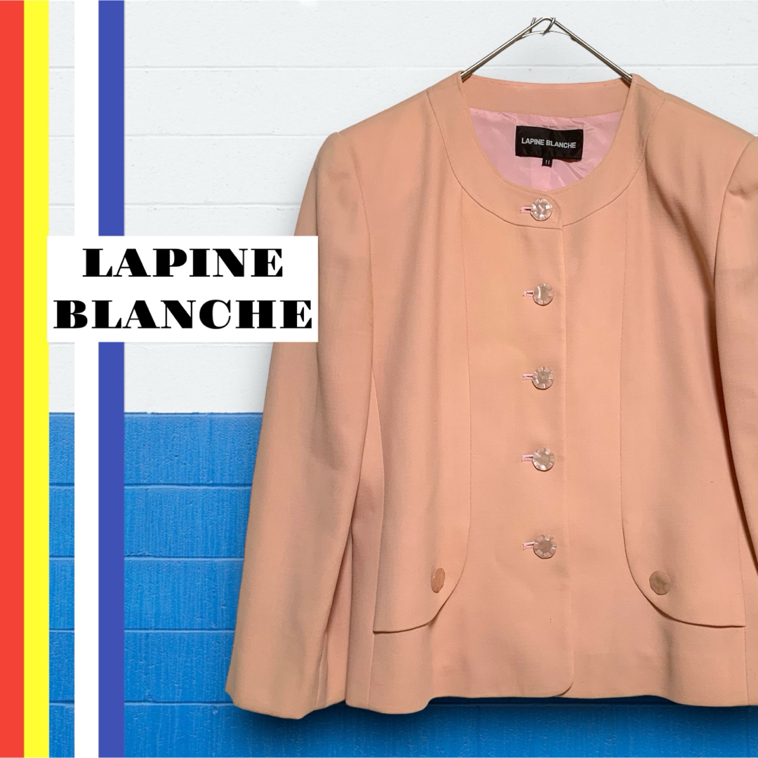 LAPINE BLANCHE(ラピーヌブランシュ)のLAPINE BLANCHE ラピーヌ　ブランシュ　ジャケット　レディース レディースのジャケット/アウター(ノーカラージャケット)の商品写真