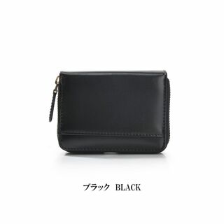 本革 牛革 メンズ ミニ財布 レディース カードケース 男女兼用 ブラック(折り財布)