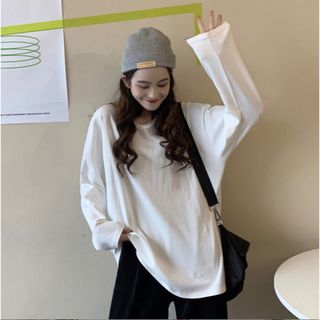 3999円○ XL Tシャツ 長袖 ビッグシルエット ホワイト(Tシャツ(長袖/七分))