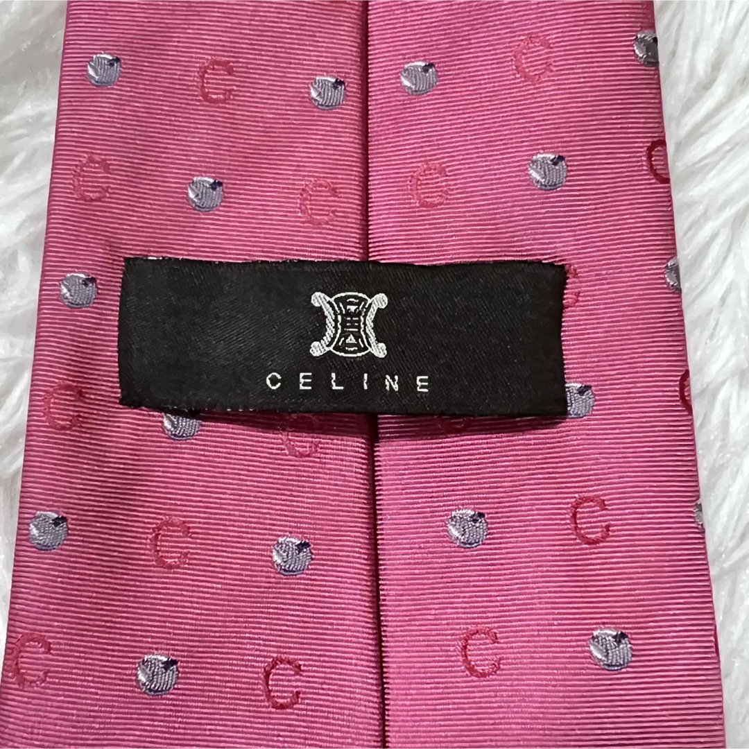 celine(セリーヌ)のCELINE セリーヌ ネクタイ ピンク Cマーク メンズのファッション小物(ネクタイ)の商品写真