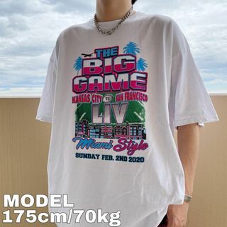 NFL スーパーボール記念 ビッグプリントTシャツ 3XL ホワイト 白 緑(Tシャツ/カットソー(半袖/袖なし))