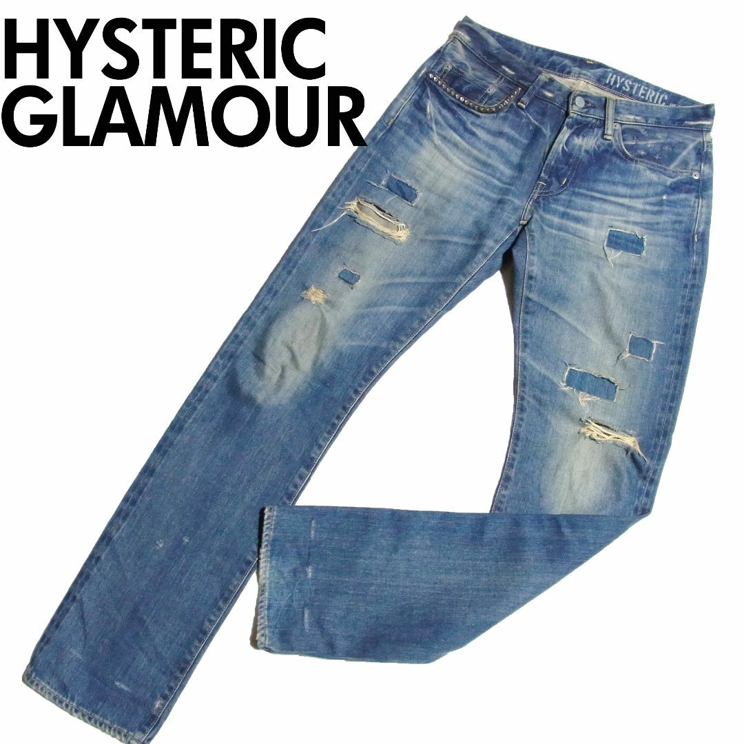 HYSTERIC GLAMOUR(ヒステリックグラマー)のヒステリックグラマー SP加工 セルビッチ デニム リメイクスリムストレートPT メンズのパンツ(デニム/ジーンズ)の商品写真