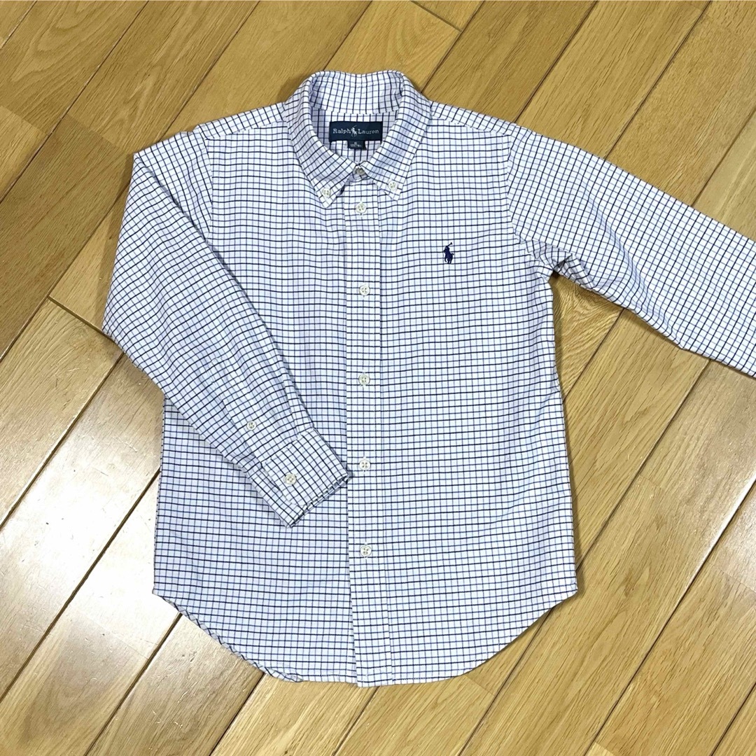 Ralph Lauren(ラルフローレン)の《新品》【120】ラルフローレン　長袖シャツ　チェック柄　ブルー　白　卒園式 キッズ/ベビー/マタニティのキッズ服男の子用(90cm~)(ブラウス)の商品写真